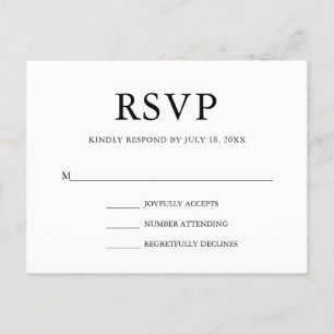 Cartão Postal De Convite RSVP Wedding elegante simples