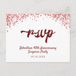 Cartão Postal De Convite Ruby Red Anniversário Confetti RSVP