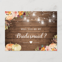 Cartão Postal De Convite Rustic Autumn Floral Seja Minha Proposta De Brides