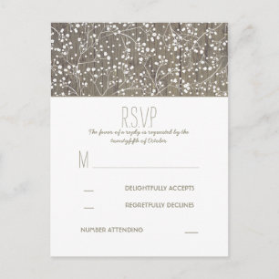 Cartão Postal De Convite Rustic Baby's Breath Country Wedding RSVP