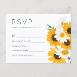 Cartão Postal De Convite Rustic Bohemian Wildflower Sunflower Weding RSVP