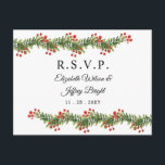 Cartão Postal De Convite Rustic Boughes de Holly Winter Christmas RSVP<br><div class="desc">Cartão postal Rustic Boughes of Holly Winter Wedding RSVP</div>