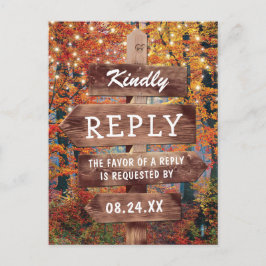 Cartão Postal De Convite Rustic Fall Autumn Woodland Casamento RSVP
