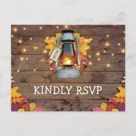 Cartão Postal De Convite Rustic Fall Lights Autumn Deixa RSVP Casamento