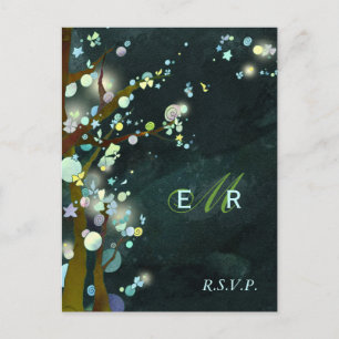 Cartão Postal De Convite Rustic Forest Night Weding RSVP