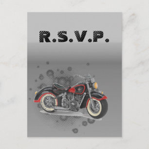 Cartão Postal De Convite Rustic grunge Motorcyle Biker Wedding rsvp