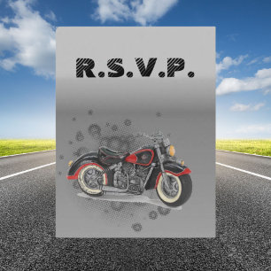 Cartão Postal De Convite Rustic grunge Motorcyle Biker Wedding rsvp