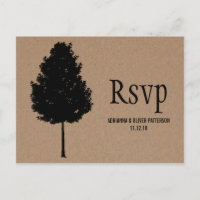 Rustic Kraft Paper Forest Tree Weding RSVP