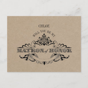 Cartão Postal De Convite Rustic Kraft Vintage é minha carta de honra
