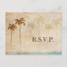 Cartão Postal De Convite Rustic Palm Trees Beach Wedding rsvp