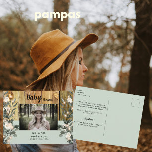 Cartão Postal De Convite Rustic Sage White Floral Mãe-a-ser Foto