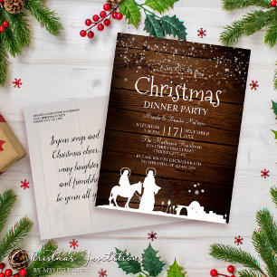 Cartão Postal De Convite Rustic Star acende Mary e Joseph no Natal