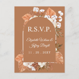 Cartão Postal De Convite Rustic Terracotta Boho Pampas Arrancou RSVP