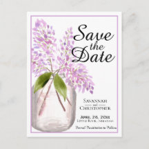 Rustic Watercolor Lilacs Casamento Salve a Data