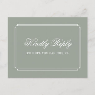 Cartão Postal De Convite Sage Green Art Deco Song Request RSVP Postcard