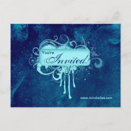 Cartão Postal De Convite Salon Concrete Grunge Blue Denim