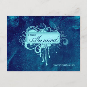 Cartão Postal De Convite Salon Concrete Grunge Blue Denim