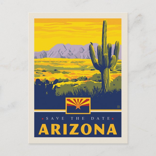 Cartão Postal De Convite Salvar a data | Arizona (Frente)