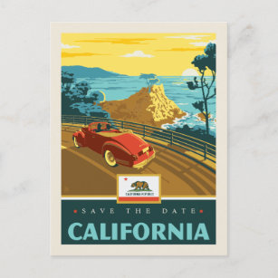 Cartão Postal De Convite Salvar a data   Califórnia 2