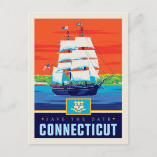 Cartão Postal De Convite Salvar a data Connecticut
