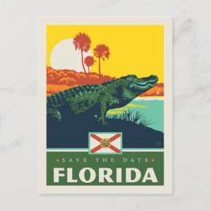 Cartão Postal De Convite Salvar a data   Florida