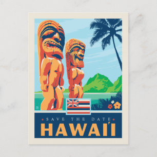 Cartão Postal De Convite Salvar a data   Havaí