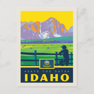 Cartão Postal De Convite Salvar a data Idaho
