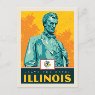 Cartão Postal De Convite Salvar a data   Illinois
