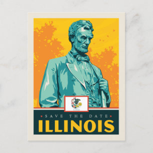 Cartão Postal De Convite Salvar a data Illinois