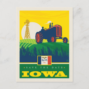 Cartão Postal De Convite Salvar a data   Iowa