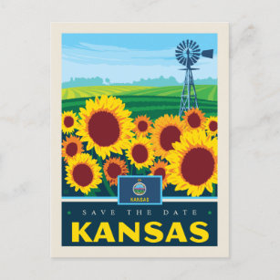 Cartão Postal De Convite Salvar a data   Kansas