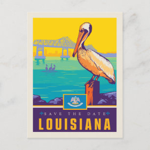 Cartão Postal De Convite Salvar a data Louisiana