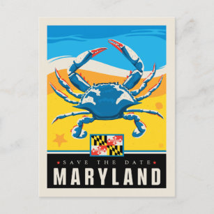 Cartão Postal De Convite Salvar a data   Maryland