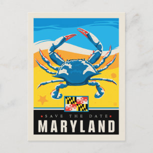 Cartão Postal De Convite Salvar a data Maryland