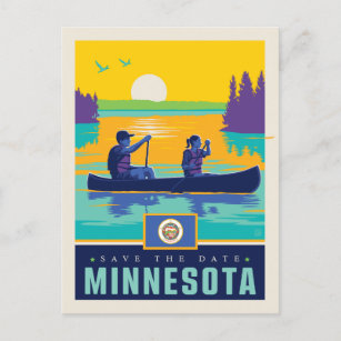 Cartão Postal De Convite Salvar a data   Minnesota