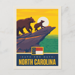 Cartão Postal De Convite Salvar a data   North Carolina