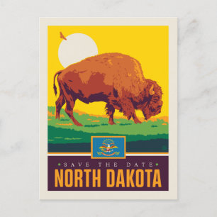 Cartão Postal De Convite Salvar a data   North Dakota