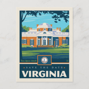 Cartão Postal De Convite Salvar a data   Virgínia