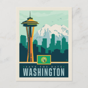 Cartão Postal De Convite Salvar a data   Washington