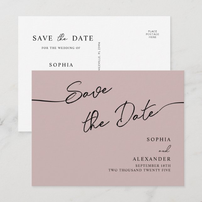 Cartão-Postal De Convite Salve A Data. (Frente/Verso)