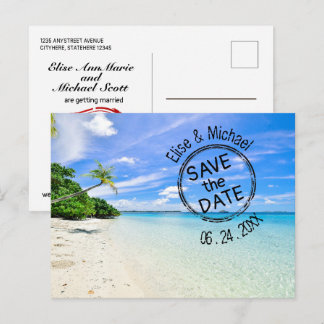 Cartão Postal De Convite Salve as Datas,Casamento na Praia,Convite