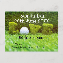 Cartão Postal De Convite Salve o dia do casamento com bola de golfe