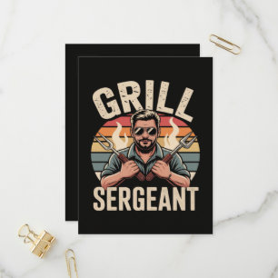 Cartão Postal De Convite Sargento da Churrasqueira Dia dos Pais Presente pa