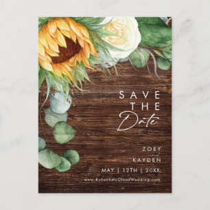 Cartão Postal De Convite Script de Girassol do País Ousado Save The Date