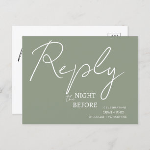 Cartão Postal De Convite Script Minimalista Sage Greenthe Night Antes do RS
