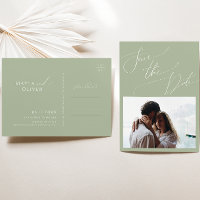 Script Whimsical | Sage Green Photo Save The Date