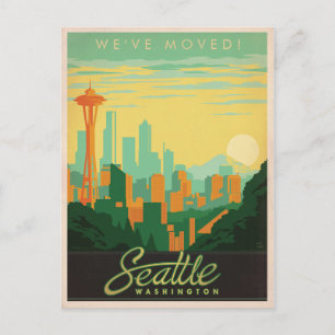 Cartão Postal De Convite Seattle, WA   que nós nos movemos