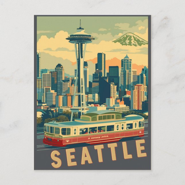 Cartão Postal De Convite Seattle, Washington Vintage (Frente)
