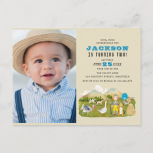 Cartão Postal De Convite Segundo aniversário de Fotografias de Fazendas de 