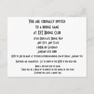 Cartão Postal De Convite Seja A Vida Útil Da Placa Bridge Play Da Parte